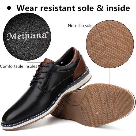 Men\'s Black Oxfords Casual Dress Leather Lace Up for Men Business Oxford Shoes main image 6